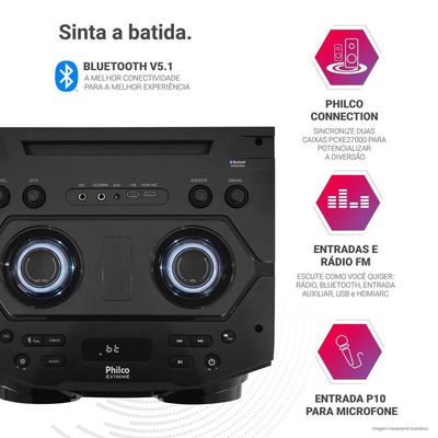Caixa De Som Amplificada Philco Woofer Duplo 12 PCXE27000 Bivolt