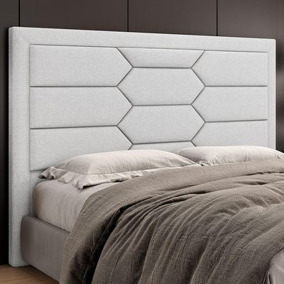 Cabeceira Cama Box Casal 140cm Estofada Nora P05 Linho Cinza Claro - Lyam Decor
