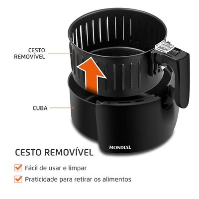 Fritadeira Elétrica Sem Óleo Air Fryer Mondial AF35-BF MK NE 1500W 3,5 Litros Preto / 110V