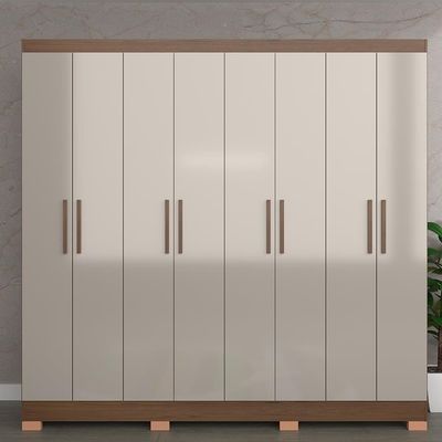 Guarda-Roupa Bartira Porto com 8 Portas e 4 Gavetas 219,2 de Largura Avelã/Cappuccino