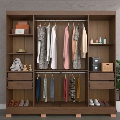 Guarda-Roupa Bartira Porto com 8 Portas e 4 Gavetas 219,2 de Largura Avelã/Cappuccino
