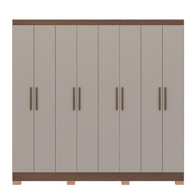 Guarda-Roupa Bartira Porto com 8 Portas e 4 Gavetas 219,2 de Largura Avelã/Cappuccino