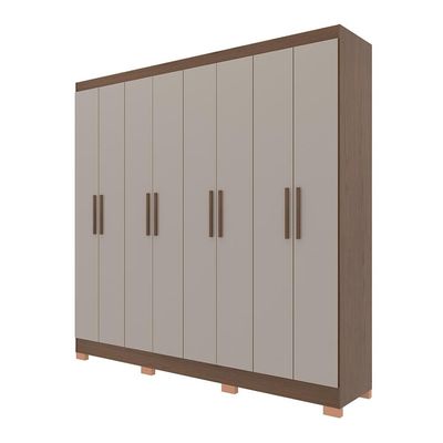 Guarda-Roupa Bartira Porto com 8 Portas e 4 Gavetas 219,2 de Largura Avelã/Cappuccino