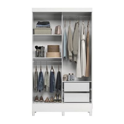 Guarda-roupa Santos Andirá Fit 2 Portas, 2 Gavetas com Cabideiro e Maleiro Solteiro 106,6 cm de largura Branco