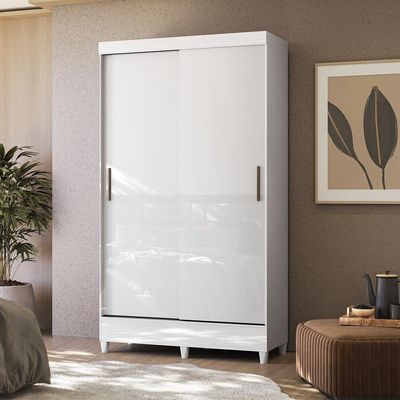 Guarda-roupa Santos Andirá Fit 2 Portas, 2 Gavetas com Cabideiro e Maleiro Solteiro 106,6 cm de largura Branco