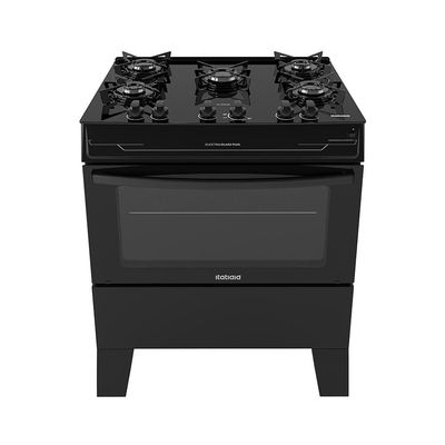 Fogão Itatiaia 5 Bocas Electra Glass Plus com Mesa de Vidro e Acendimento Automático Preto / Bivolt