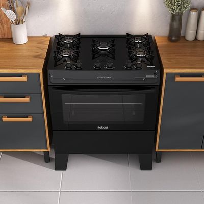 Fogão Itatiaia 5 Bocas Electra Glass Plus com Mesa de Vidro e Acendimento Automático Preto / Bivolt