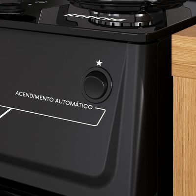 Fogão Itatiaia 5 Bocas Electra Glass Plus com Mesa de Vidro e Acendimento Automático Preto / Bivolt