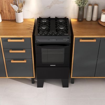 Fogão Itatiaia 4 Bocas Electra Glass Plus com Mesa de Vidro e Acendimento Automático Preto / Bivolt