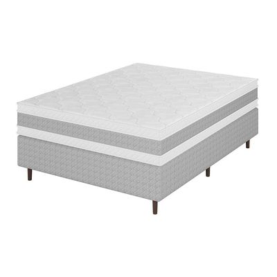 Cama Box Casal Umaflex Loreto Branco com Cinza