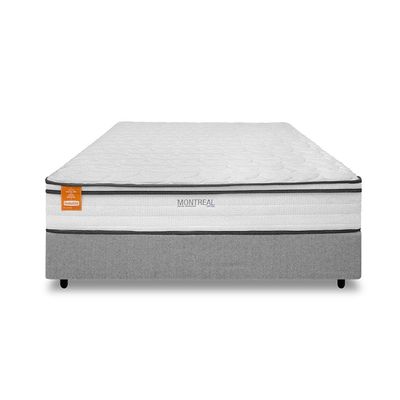 Cama Box Casal MGA Itaflex Colchão Inducol Montreal Europillow Molas Ensacadas SoftGel Cinza com Branco