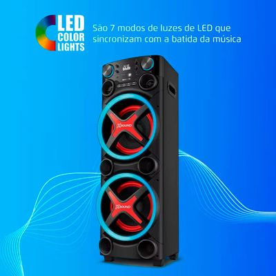 Torre de Som Amplificada Mondial TM-2200 com Bluetooth, Função Passa Pasta e Integração com Guitarra e Microfone 2200W Preto / Bivolt