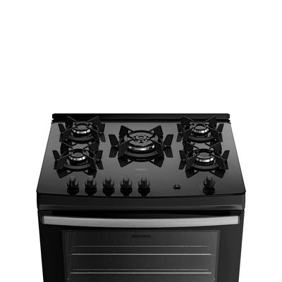 Fogão 5 Bocas Dako Supreme Glass com Mesa de Vidro e Acendimento Automático Preto / Bivolt