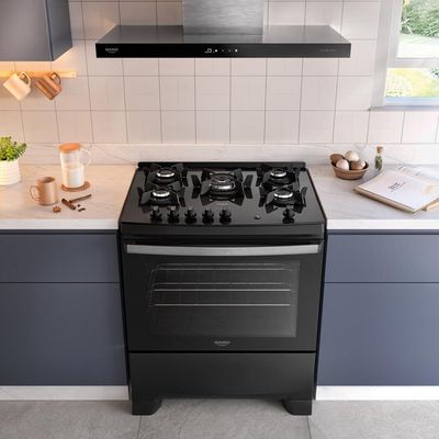 Fogão 5 Bocas Dako Supreme Glass com Mesa de Vidro e Acendimento Automático Preto / Bivolt