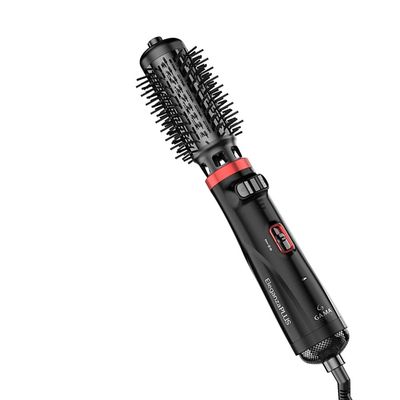 Escova Rotativa Secadora GA.MA Italy Eleganza Plus 3 em 1 com Ceramic Ion, Duplo Sentido de Rotação e Cabo Giratório 360° Preto com Vermelho / Bivolt