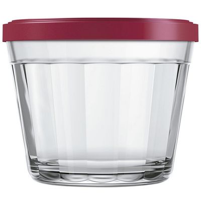 Conjunto de Tigelas Copo Americano em Vidro com Tampa de Plástico 10 Peças Vermelho com Transparente