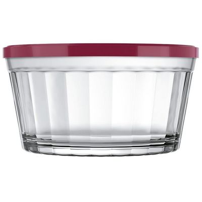 Conjunto de Tigelas Copo Americano em Vidro com Tampa de Plástico 10 Peças Vermelho com Transparente