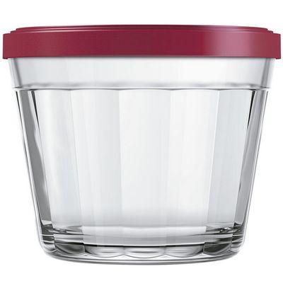 Conjunto de Tigelas Copo Americano em Vidro com Tampa de Plástico 10 Peças Vermelho com Transparente