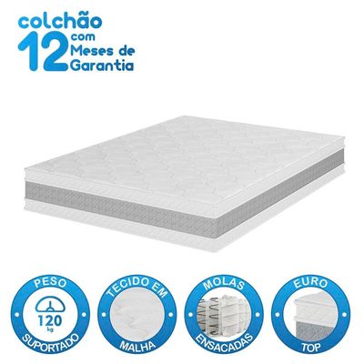 Colchão Casal Molas Ensacadas Umaflex Loreto A26 Cinza com Branco