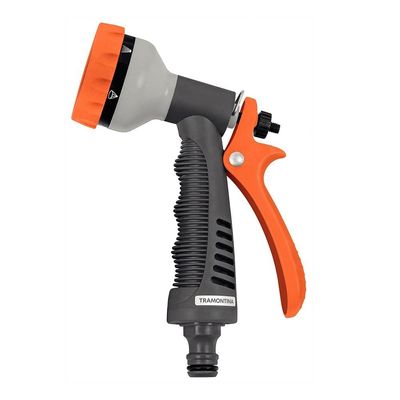 Hidropistola Tramontina Multifunção para Engate Rápido com 6 Tipos de Jato Cinza com Laranja