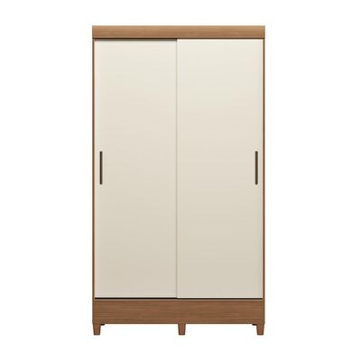 Guarda-roupa Santos Andirá Fit 2 Portas, 2 Gavetas com Cabideiro e Maleiro Solteiro 106,6 cm de Largura Branco/Bege