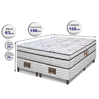 Cama Box Queen Size Bipartida Cama inBox Moderne Ortopédico com Camada Especial de Espuma D45 63x158x198cm Branco com Cinza