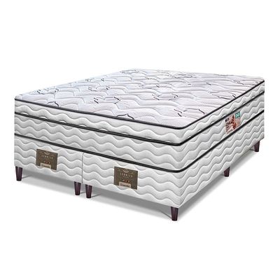 Cama Box Queen Size Bipartida Cama inBox Moderne Ortopédico com Camada Especial de Espuma D45 63x158x198cm Branco com Cinza