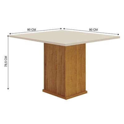 Mesa De Jantar Napoli 90x90 Reto Freijó Decor Off White – Leifer Móveis