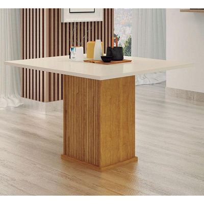 Mesa De Jantar Napoli 90x90 Reto Freijó Decor Off White – Leifer Móveis