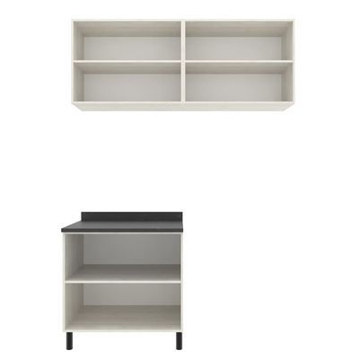 Cozinha Modulada Bartira Rubi Gourmet com 6 Portas, 3 Prateleiras e 160 cm de Largura Preto com Bege