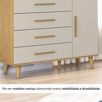 Cômoda Infantil Ludmila Off White Bétula - Carolina Baby
