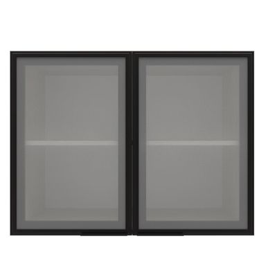 Armário Aéreo Bartira Rubi com 2 Portas de Vidro, 1 Prateleira e 80cm de Largura Preto com Bege