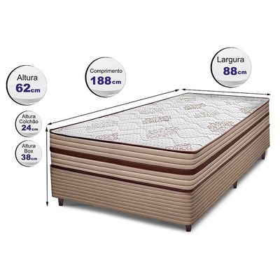 Cama Box Solteiro Cama inBox Livity com Molas Ensacadas e Espuma D26 62x88x188cm Bege