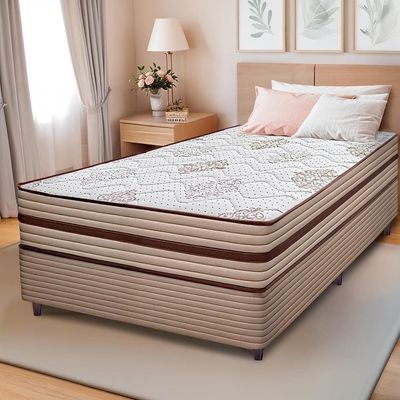 Cama Box Solteiro Cama inBox Livity com Molas Ensacadas e Espuma D26 62x88x188cm Bege