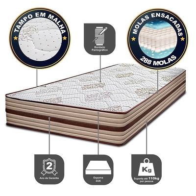 Cama Box Solteiro Cama inBox Livity com Molas Ensacadas e Espuma D26 62x88x188cm Bege