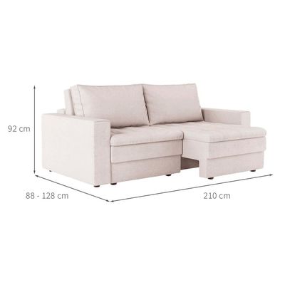 Sofá 3 Lugares Retrátil Berna Linho Cru 210 cm