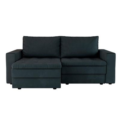 Sofá 3 Lugares Retrátil Berna Suede Grafite 210 cm