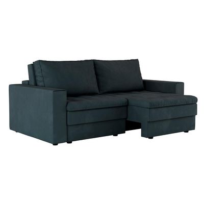 Sofá 3 Lugares Retrátil Berna Suede Grafite 210 cm