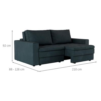 Sofá 3 Lugares Retrátil Berna Suede Grafite 210 cm