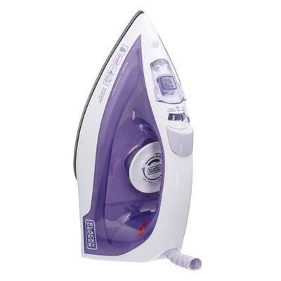 Ferro a Vapor BlackeDecker FX1050 1200W Base Antiaderente Spray Frontal Cabo Giratório Branco com Roxo / 220V