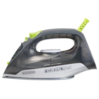 Ferro a Vapor BlackeDecker FX2750 Antigotejamento Base Cerâmica Gliss Cabo Giratório Cinza com Verde / 110V