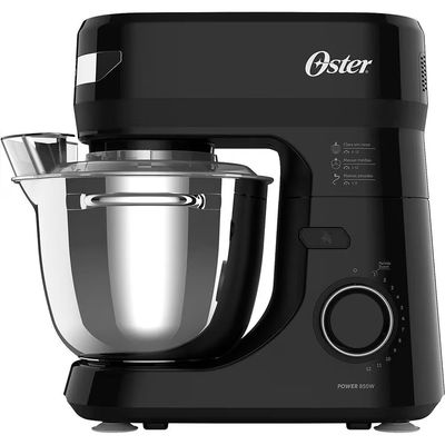 Batedeira Planetária Bowl Inox III Oster OBAT641 850W 12 Velocidades Tampa Antirrespingos Preto / 220V