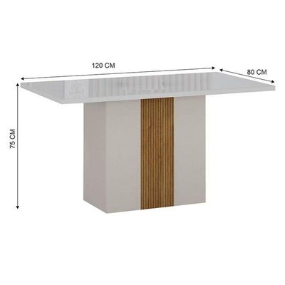 Mesa De Jantar Doha 120x80 Reto Off White Freijó Decor Off – Leifer Móveis