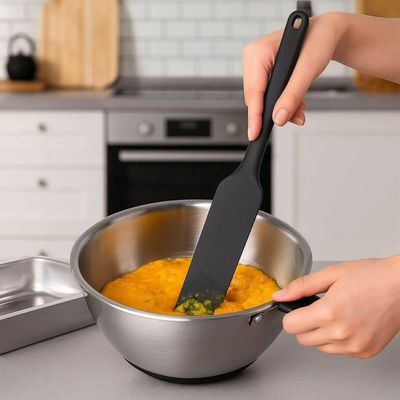 Conjunto 5 Espátula Para Liquidificador 32cm Preto Silicone Lyor Cozinha Mexer