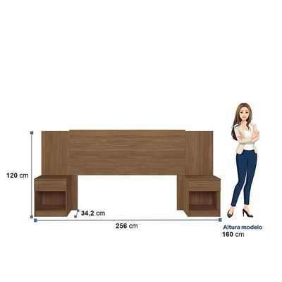 Cabeceira para Cama Box Casal Santos Andirá Loanda com 2 Gavetas 256cm de largura Jatobá