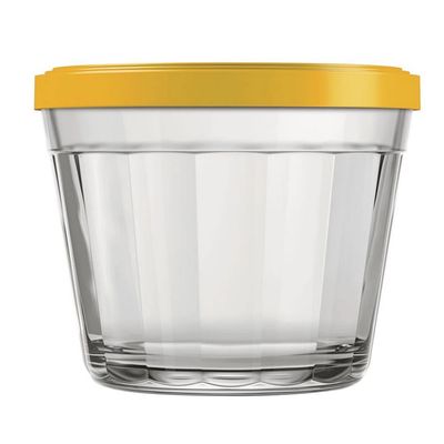 Conjunto de Tigelas com Tampa Copo Americano em Vidro 150 ml 12 Peças Transparente com Colorido