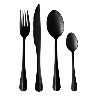 Faqueiro 24 Peças Lyor em Aço Inox Positano Preto