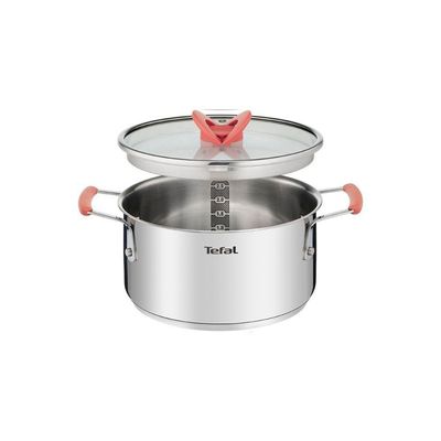 Conjunto de Panelas 4 Peças T-FAL OptiSpace com Revestimento Antiaderente, Tampas de Vidro com Borda em Inox Inox
