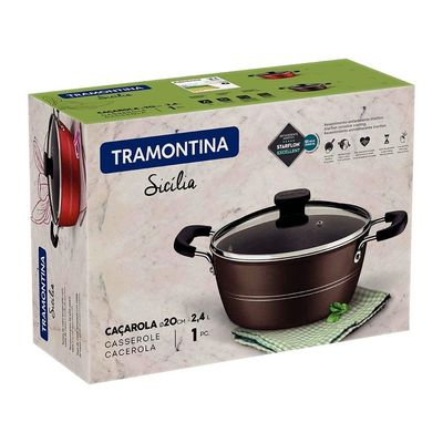 Caçarola Tramontina Sicília em Alumínio com Revestimento Interno e Externo Antiaderente Starflon Excellent 20cm Avelã