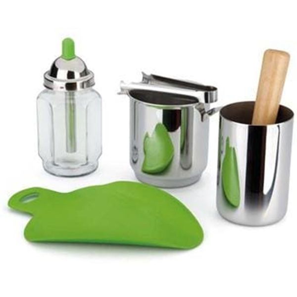 Conjunto para Caipirinha Forma em Aço Inox Inox com Verde